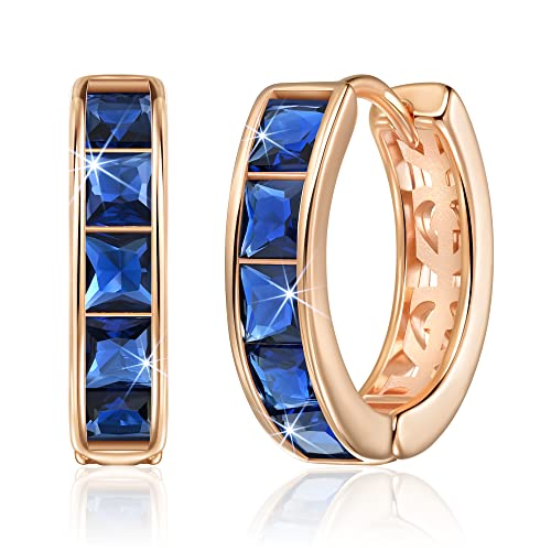 Linawe Blaue Kleine Creolen, Mini Ohrringe Damen Rosegold, Piercing Ring Ohrhänger Jewelry, Helix Piercings Schmuck Ohrstecker, Damenohrringe Conch Piercing Huggies Ohringe von Linawe