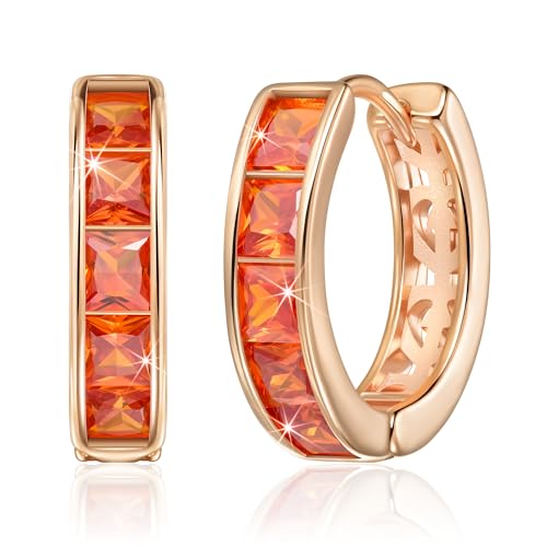 Linawe Creolen Helix Piercings Ohrringe Rosegold, Piercing Ohr Ohrstecker Schmuck Damen, Conch Piercing Ohrhänger Jewelry, Hypoallergene Nickelfreie Orange Damenohrringe von Linawe