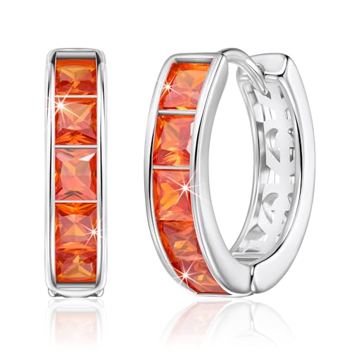 Linawe Creolen Ohrringe Damen Silber, Helix Piercings Schmuck Piercing Ohr, Orange Ohrstecker Damenohrringe, Conch Piercing Ohrhänger Jewelry, Hypoallergene Nickelfreie Ohringe von Linawe