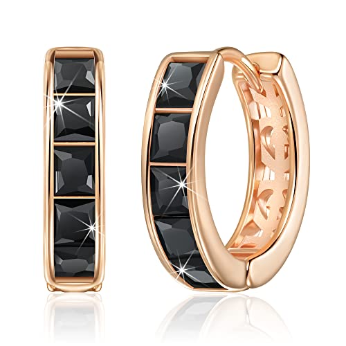 Linawe Creolen Schwarz Damen, Damenohrringe Ohrstecker Ohrringe Rosegold, Kleine Creole Mini Helix Piercings Schmuck, Piercing Ring Ohrhänger Jewelry, Hypoallergene Ohringe von Linawe