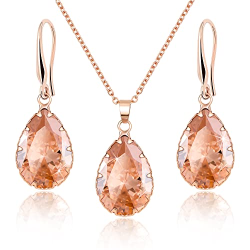 Linawe Gelbes Schmucksets für Damen, Rosegold Damenohrringe Ohrringe Set, Ohrringe Hängend Kette Halskette, Brautschmuck Jewelry Modeschmuck Linawe Gelbes Schmucksets für Damen, Rosegold Damenohrringe Ohrringe Set, Ohrringe Hängend Kette Halskette, Brautschmuck Jewelry Modeschmuck von Linawe