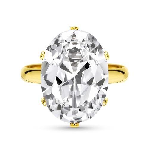 Linawe Grosse Moissanite Diamant Ring Verstellbar, Goldring Gold Fingerring Damen, Schmuck Ringe Jewellery Goldene Ringe Frauen von Linawe
