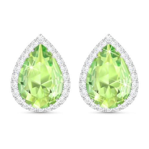 Linawe Grüne Ohrringe Modeschmuck, Ohrhänger Silber, Ohrring Stecker Ohrstecker Damen, Schmuck Set Hochzeit, Diamonds Diamanten Ohringe, Hypoallergene Nickelfreie Ohrringe Set von Linawe