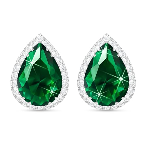 Linawe Grüne Ohrringe Modeschmuck, Ohrhänger Silber Ohrring Stecker Ohrstecker Damen, Schmuck Set Diamanten Ohringe Hypoallergene Nickelfreie von Linawe