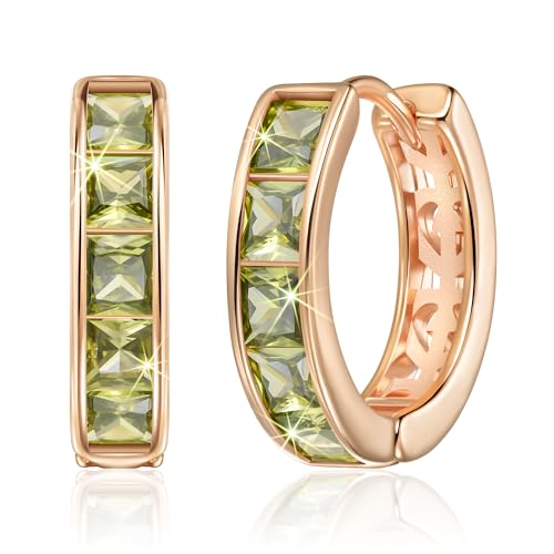 Linawe Grüne Ohrringe Rosegold Creolen, Helix piercings Kleine Mini Piercing Ring, Ohrhänger Schmuck Jewelry Damen, Huggies Hoop Earrings Hypoallergene, Conch Ring Ohrstecker von Linawe