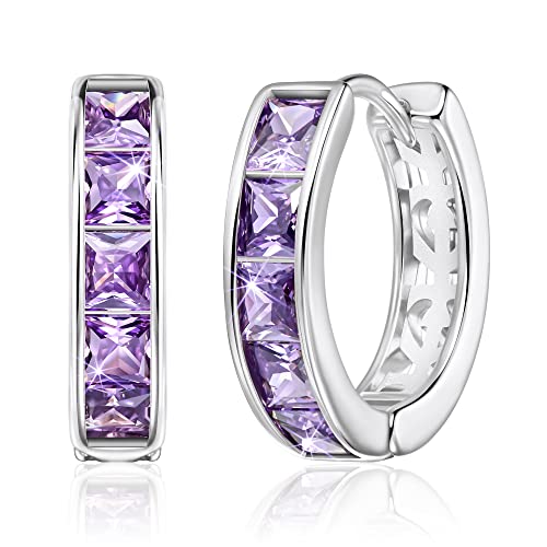 Linawe Kleine Creolen für Damen, trendig, Tragus-Piercing-Schmuck, Zirkonia-Ohrstecker, Huggie-Ohrringe, Mini-Chunky-Helix-Ohrringe, Gold/Roségold/Silber, Knorpelreifen, EH004-PUR-SLV, Kupfer Messing Linawe Kleine Creolen für Damen, trendig, Tragus-Piercing-Schmuck, Zirkonia-Ohrstecker, Huggie-Ohrringe, Mini-Chunky-Helix-Ohrringe, Gold/Roségold/Silber, Knorpelreifen, EH004-PUR-SLV, Kupfer Messing von Linawe
