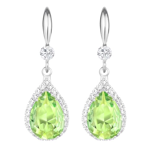 Linawe Modeschmuck: Grüne Ohrringe, Silber Schmuck Set Damen, Tropfen Hängend, Kristall Diamant Hängende Ohrringe, Große Hochzeit Moissanite von Linawe