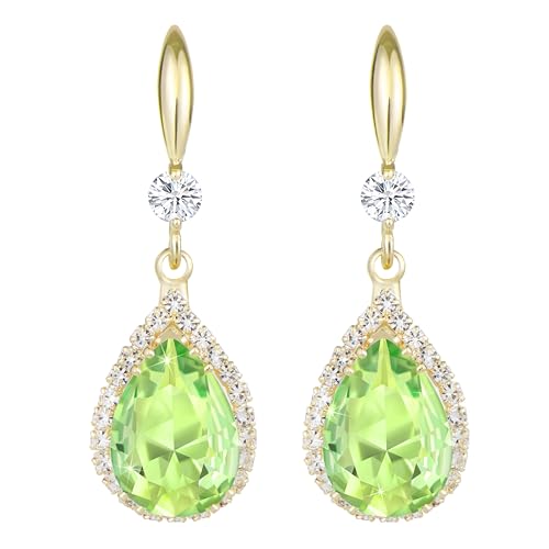 Linawe Grün Grüne Ohrringe Goldene Modeschmuck Damen, Kristall Diamant Diamanten Ohrringe Hängend von Linawe