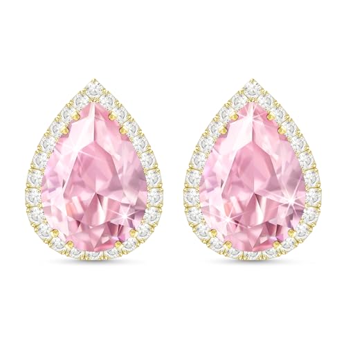 Linawe Ohrringe Pink Rosa Ohrring Stecker Gold, Ohrhänger Ohrstecker Damen, Schmuck Set Goldene Ohrringe, Hypoallergene Nickelfreie Ohringe, Diamonds Diamanten Modeschmuck von Linawe