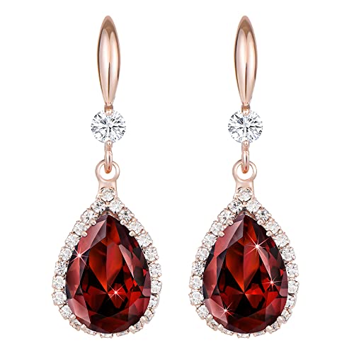 Linawe Ohrringe Rosegold Tropfen Ohrringe Rot, Rote Schmuck Set Damen, Ohrringe Hängend Modeschmuck, Kristall Ohrhänger Diamant Diamanten Hängende Ohrringe, Moissanite Ohrringe Hochzeit von Linawe
