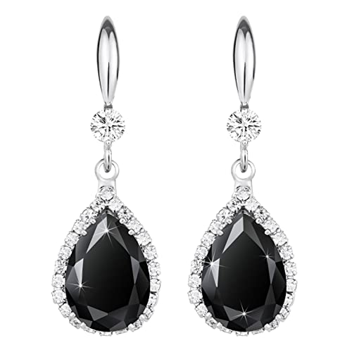 Linawe Ohrringe Silber, Tropfen Ohrringe Schwarz Damen, Schmuck Set Ohrringe Hängend, Kristall Diamant Diamanten Modeschmuck Ohrringe, Hängende Ohrringe, Moissanite Ohrringe Lang von Linawe
