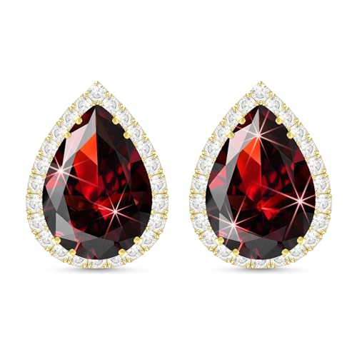 Linawe Ohrringe Stecker Gold, Rote Diamonds Diamanten Ohrringe Ohrstecker Damen, Ohrhänger Jewelry Schmuck Set, Goldene Hochzeit Nickelfreie Modeschmuck von Linawe