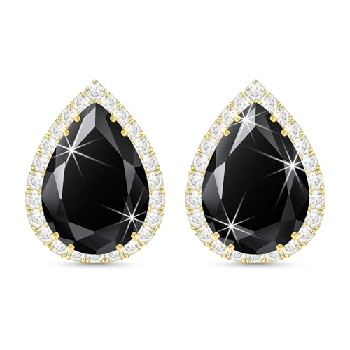 Linawe Ohrstecker Schwarz Damen, Ohrring Stecker Gold Ohrstecker Ohrhänger, Schmuck Set Goldene Ohrringe, Diamonds Diamanten Goldschmuck, Modeschmuck Ohrringe Set von Linawe