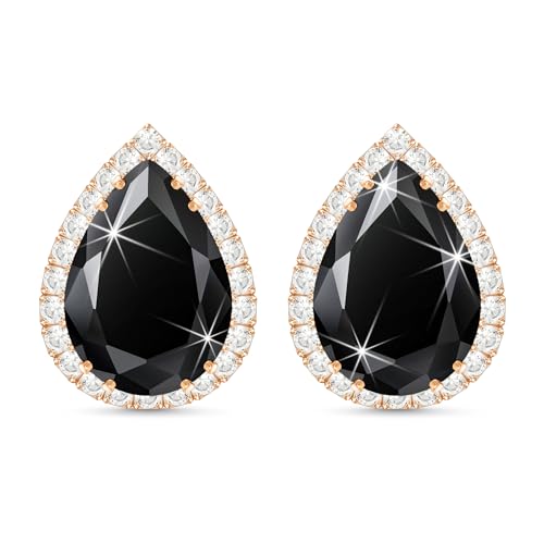 Linawe Ohrstecker Schwarz Ohrringe Rosegold Damen, Ohrhänger Ohrring Stecker Jewelry, Diamonds Diamanten Schmuck Set Hypoallergene Ohrringe Nickelfreie Modeschmuck von Linawe
