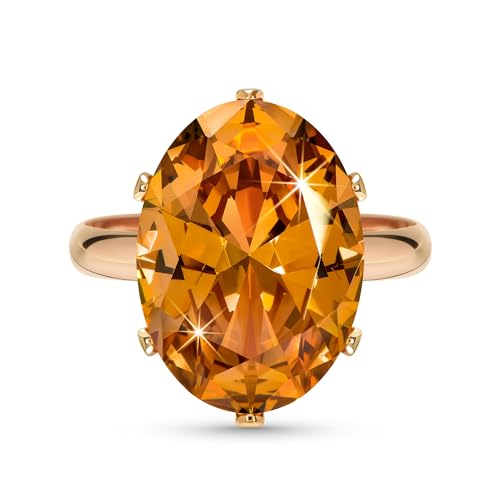 Linawe Ringe Frauen Grosse Groessen Citrin Moissanite Diamant Ring Verstellbar, Rosegold Schmuck Fingerring Damen, Statement Damenringe Modeschmuck von Linawe