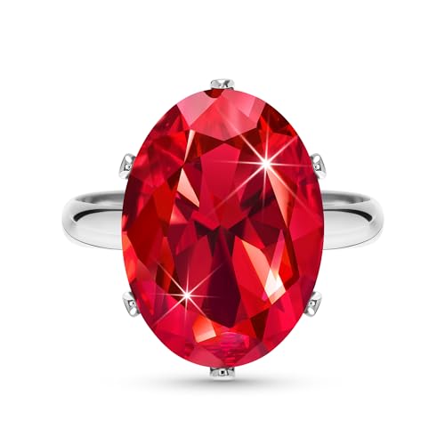 Linawe Ringe Silber Frauen, Rot Ruby Ring Verstellbar, Grosse Groessen Moissanite Diamant Fingerring Damen, Damenringe Modeschmuck Jewelry von Linawe