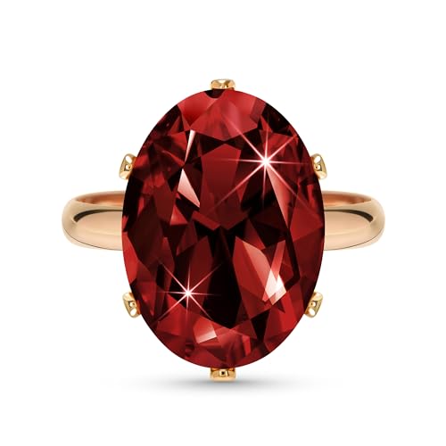 Linawe Rot Granat Ringe Frauen, Rosegold Schmuck Ring Verstellbar, Grosse Groessen Moissanite Diamant Fingerring Damen, Statement Damenringe Jewelry, Modeschmuck Jewellery von Linawe