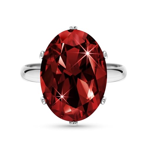 Linawe Rot Ringe Frauen, Silber Granat Schmuck Ring Verstellbar, Moissanite Diamant Fingerring Damen, Grosse Groessen Statement Damenringe, Modeschmuck Jewelry von Linawe