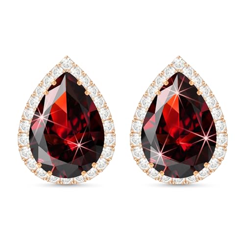 Linawe Rote Ohrringe Rosegold, Ohrhänger Ohrring Stecker Ohrstecker Damen, Schmuck Set Jewelry, Hypoallergene Nickelfreie Modeschmuck Ohrringe, Diamonds Diamanten Ohringe von Linawe