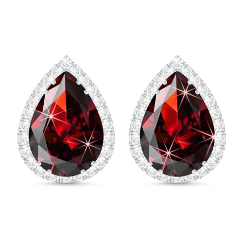 Linawe Rote Ohrringe Silber, Ohrring Stecker Ohrstecker Damen, Ohrhänger Schmuck Set, Nickelfreie Hypoallergene Modeschmuck Ohrringe, Diamonds Diamanten Ohringe Set von Linawe
