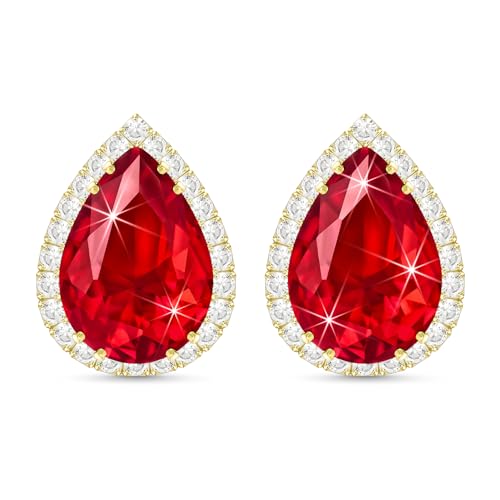 Linawe Rote Ohrringe Stecker Damen, Ohrhänger Ohrstecker Jewelry Gold, Schmuck Set Hypoallergene Goldene Ohrringe, Nickelfreie Diamanten Goldschmuck von Linawe