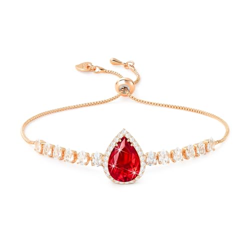 Linawe Rubin Rot Armband Damen Armbänder, Tennisarmband Damenarmband Rosegold Armbänder Schmuck Jewelry, Fossil Edelstein Diamant Bracelet, Charm Armband Bettelarmband von Linawe