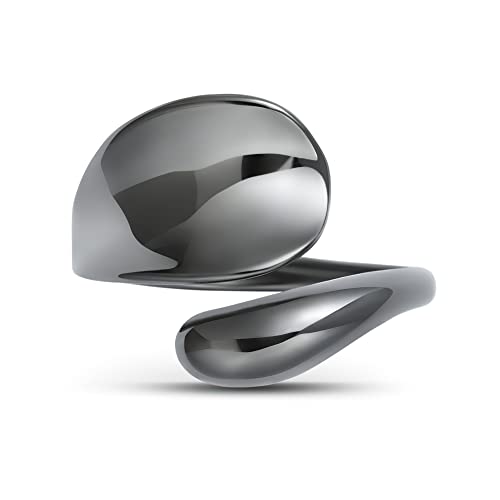 Linawe Schwarz Ring Verstellbar Ringe Frauen, Daumenring Damen Goldschmuck, Grosse Groessen Fingerring Statement Damenringe, Goldene Ring Vergoldet Jewelry Modeschmuck von Linawe