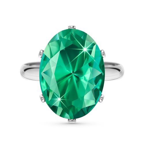 Linawe Silber Ringe Frauen Türkis Moissanite Diamant Ring Verstellbar, Silver Ring Jewelry Grosse Groessen Fingerring Damen, Damenringe Modeschmuck von Linawe
