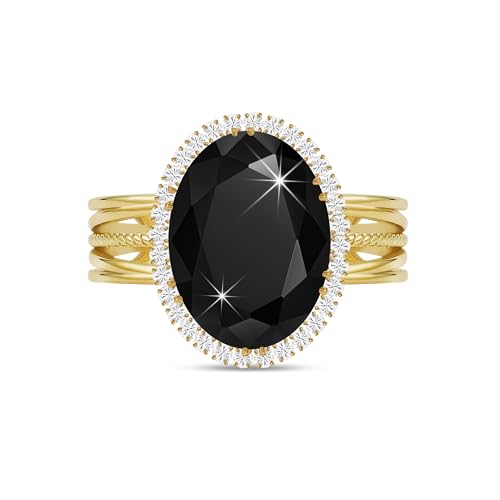 Linawe Turmalin Ringe Frauen Schwarzer Ring Verstellbar, Moissanite Ring Gold Damenring Modeschmuck Jewelry, Goldring mit Stein Goldene Fingerring Damen, Boho Schmuck Diamant Edelstein Ring von Linawe