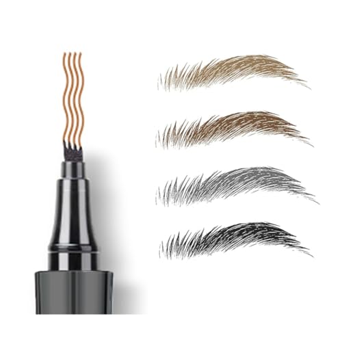 Flüssig Microblading Effekt Augenbrauenstift, vierzackige Spitze Liquid Hair-like Strokes Eyebrow Pigment Tint, Augenbrauen Tattoo Pen von Linble (#02 Tiefbraun) von Linble