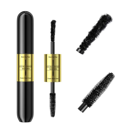 Mit Fasern Verlängerung Wimperntusche, Zwei Enden Fiber Mascara mit falscher Wimpern Effekt, Build Up Fibers Deep Black von Linble