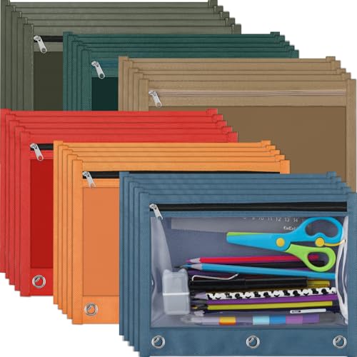 Lincia Federmäppchen für 3-Ringordner, robustes Federmäppchen mit Reißverschluss, großes transparentes Fenster, 25,4 x 17,8 cm, verstärkte Metallösen, strapazierfähiges Stoffzubehör für College, Büro Lincia Federmäppchen für 3-Ringordner, robustes Federmäppchen mit Reißverschluss, großes transparentes Fenster, 25,4 x 17,8 cm, verstärkte Metallösen, strapazierfähiges Stoffzubehör für College, Büro von Lincia