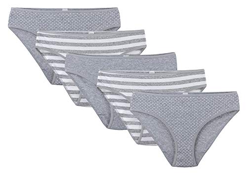 Damen Slips Luanda 100% Baumwolle 5-er-Set 3 Farben Farbe: Grau Gr. L 44-46 von Linda Loom