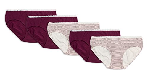 Linda Loom Damen Slips Safari 95% Baumwolle mit Elasthan 5er-Set Übergröße Bordeaux Gr. 56-58 von Linda Loom