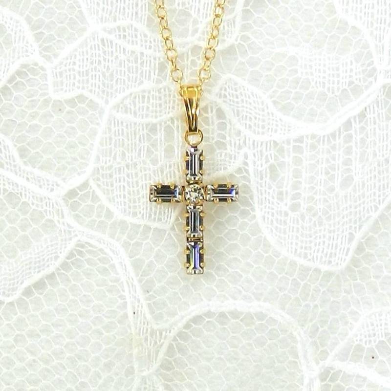Echte Crystal Rhinestone Kreuz Halskette von LindaCreations4U