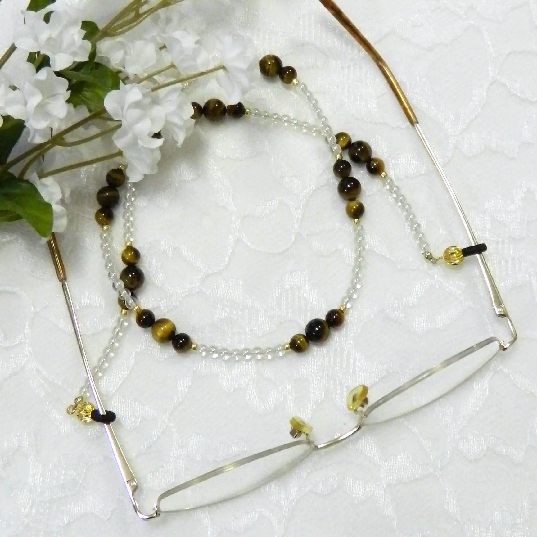 Tigerauge Kristall Brillenhalter Halskette Tigerauge Kristall Brillenhalter Halskette von LindaCreations4U