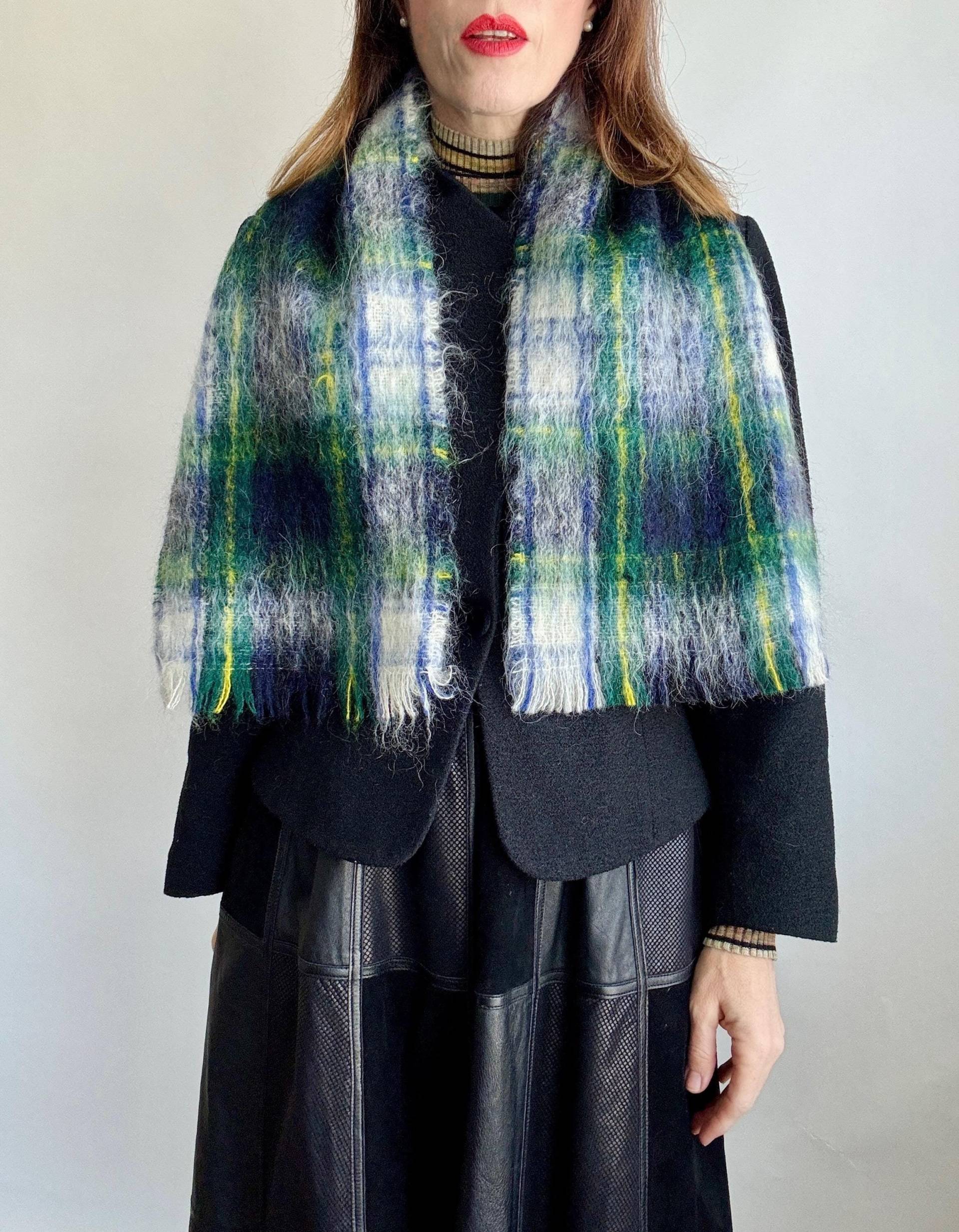 Vintage 70Er Heather-Glen Plaid Mohair Wollschal/Grün Blau Weiß & Gelb Vintage 70Er Heather-Glen Plaid Mohair Wollschal/Grün Blau Weiß & Gelb von LindaLandVintage