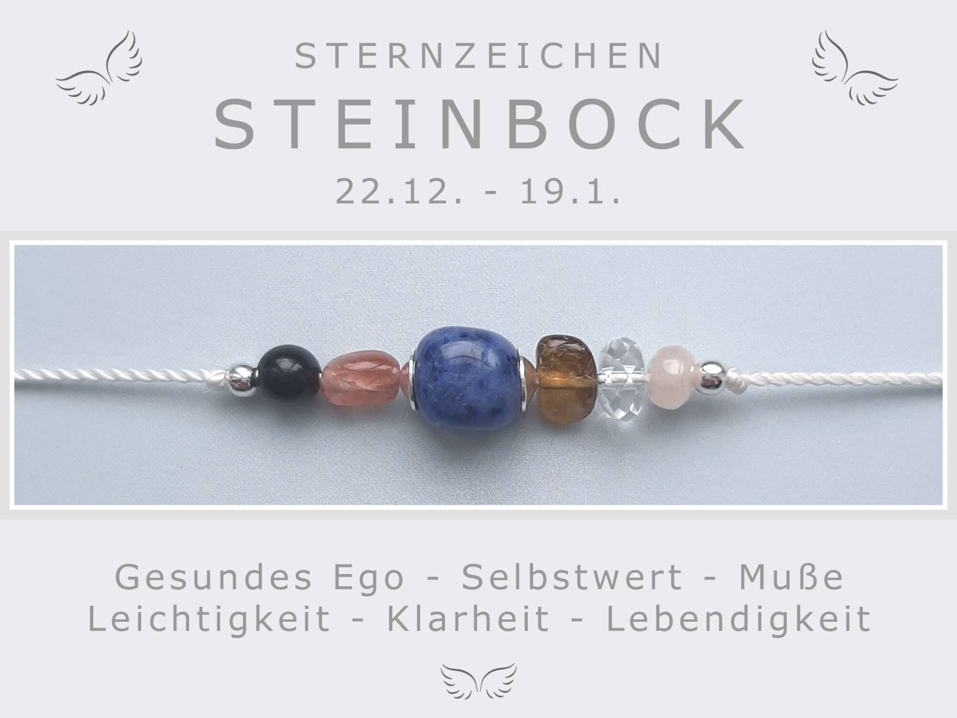 Armband Sternzeichen Steinbock Januar Geburtsstein Energiearmband Glücksbringer Edelsteine Mit 925 Silber von LindaWingAccessoires