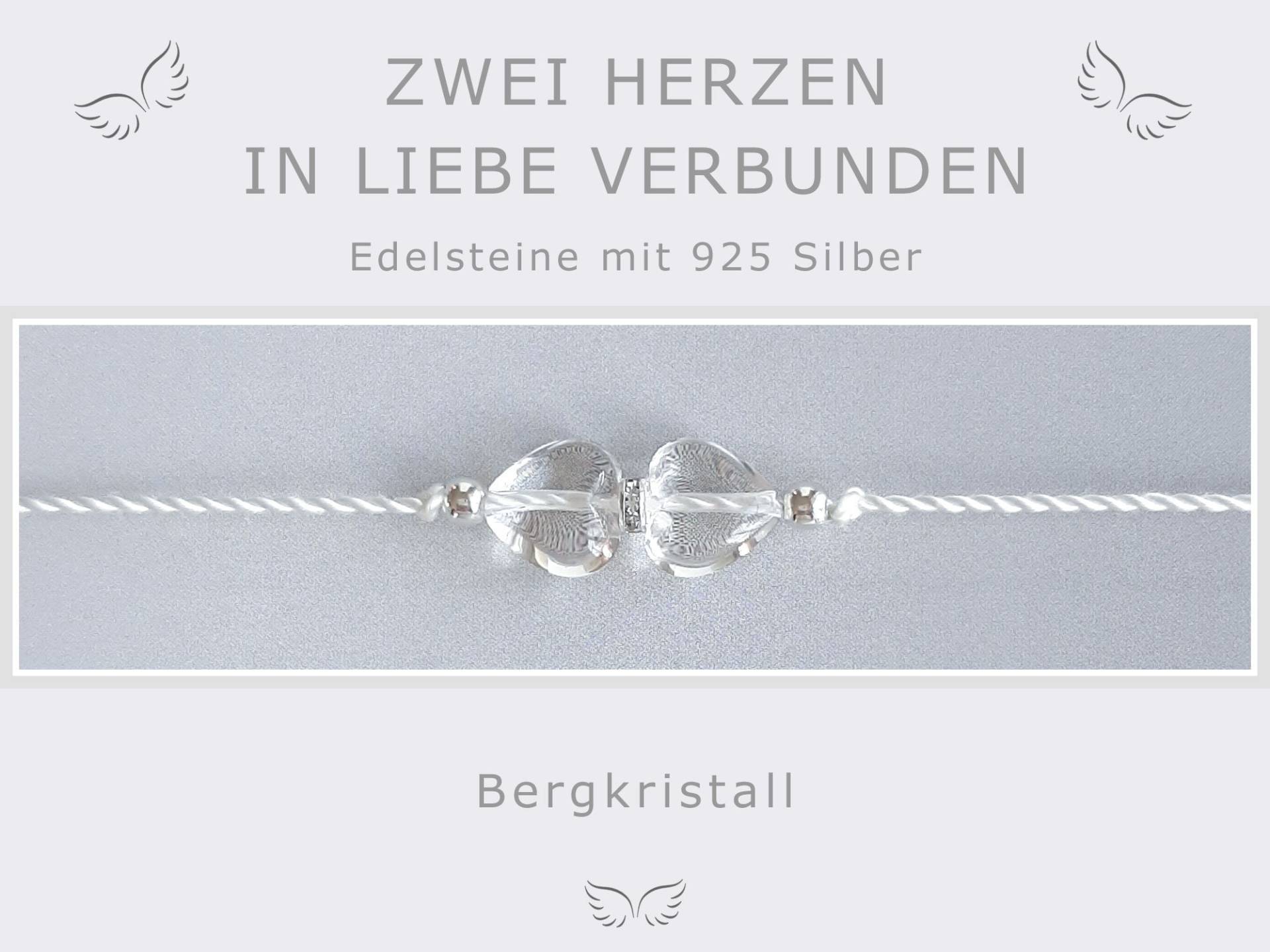 Glücksarmband Bergkristall Herzen Mit Silber Zwei in Liebe Verbunden Energieschmuck Glücksbringer Talisman von LindaWingAccessoires