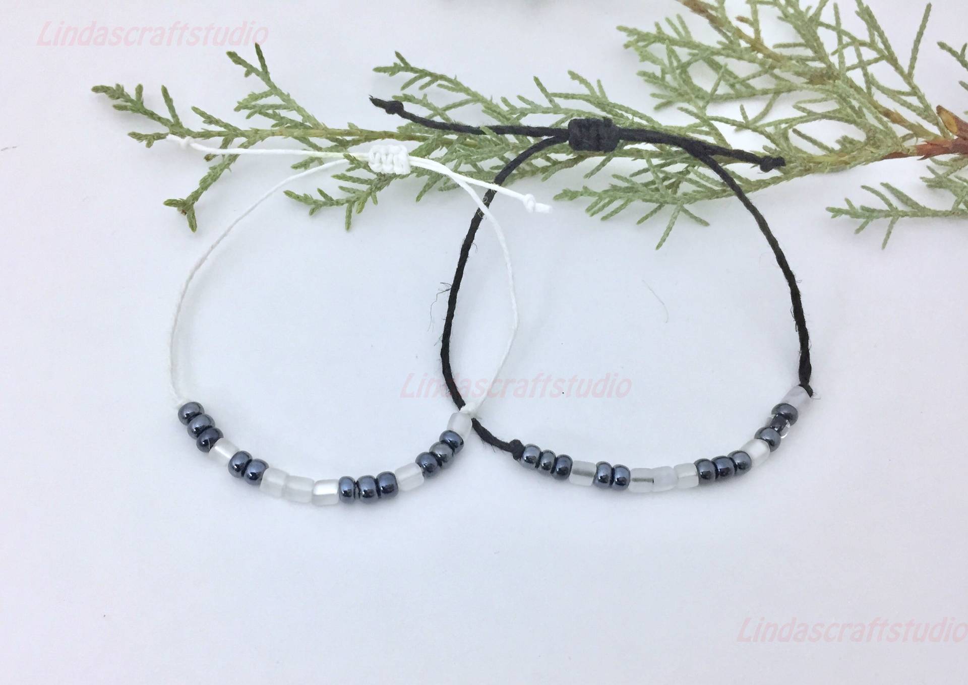 Personalisiertes Morse Code Armband Glasperlen Paar Schmuck von LindasCraftStudio
