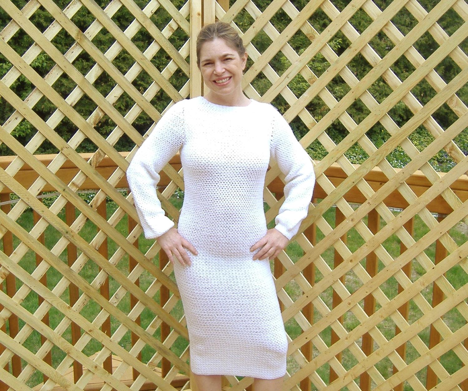 Gehäkeltes Weisses Pulloverkleid - Grösse 0-4 Petite Dress It Up von LindasGeneralStore