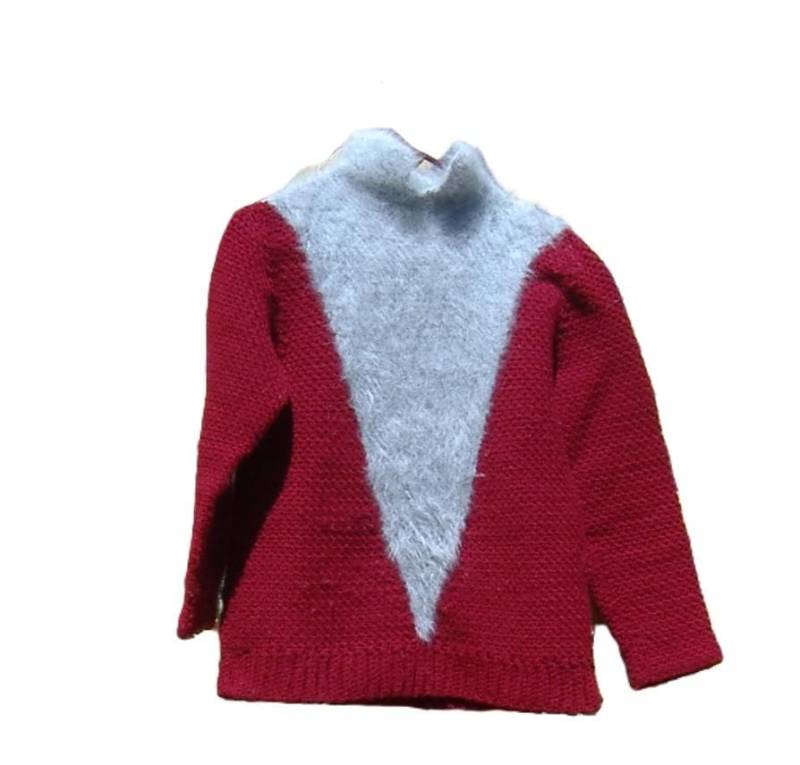 Handgemachte Burgundy V-Neck Pullover W Angora V Front - Größe Medium von LindasGeneralStore