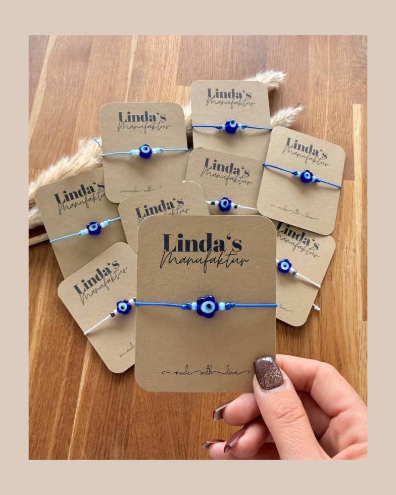 Armband Evil Eye, Nazar | Grössenverstellbar Schützendes Auge Vor Bösem Mit Glasperlen Handmade von LindasManufaktur