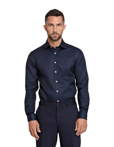 Lindbergh Business Hemd Herren | Herrenhemden Langarm aus blickdichtem Stoff | Bügelfrei mit Nanotex Fleckenschutz & antibakterieller Behandlung | Farbe Navy | Größe XXXL von Lindbergh