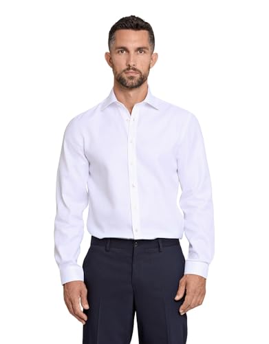 Lindbergh Business Hemd Herren | Herrenhemden Langarm aus blickdichtem Stoff | Bügelfrei mit Nanotex Fleckenschutz & antibakterieller Behandlung | Farbe Weiß | Größe M von Lindbergh