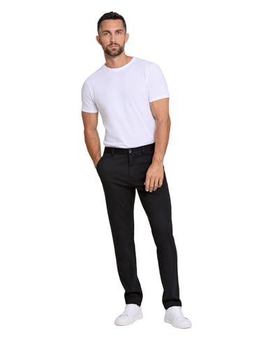 Lindbergh Performance Hosen Herren mit Superflex | Stoffhose Herren Business mit Stretch & hoher Bewegungsfreiheit | Männer Hosen mit Slimt Fit & Zipper | Schwarz | Größe XXXL von Lindbergh