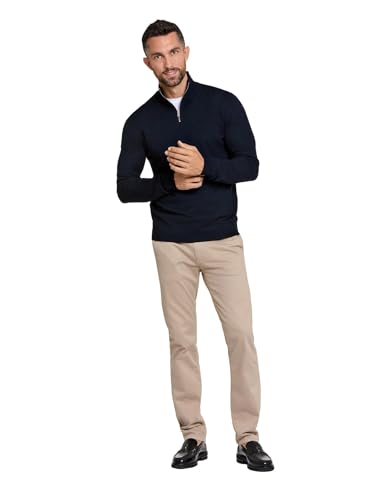 Lindbergh Pullover Herren mit Reißverschluss | Strickpullover Zip Herren Relaxed Fit mit hohem Kragen & feinem Rippstrick | Weich & körperbetont | Farbe Dunkelblau | Größe M von Lindbergh