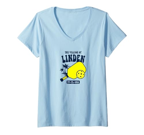 Damen Das Dorf Linden TV FL USA Pickleball Design T-Shirt mit V-Ausschnitt Damen Das Dorf Linden TV FL USA Pickleball Design T-Shirt mit V-Ausschnitt von Linden TV FL USA Designs and Souvenirs