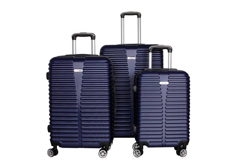Linder Exclusiv GmbH Kofferset LEX 3er Kofferset Trolley ABS (55x37x24cm, 65x43x27cm, 75x49x29cm), 360° Leichtlauf-Doppelrollen, ergonomischer Teleskopgriff von Linder Exclusiv GmbH