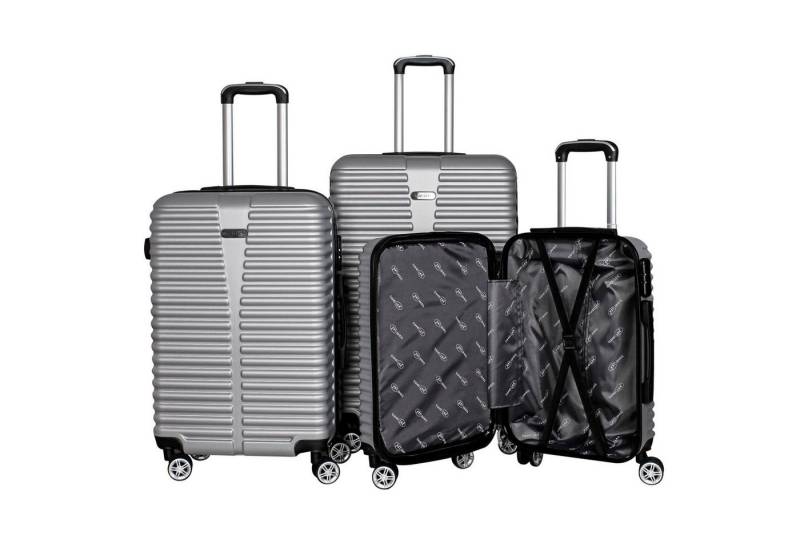 Linder Exclusiv GmbH Kofferset LEX 3er Kofferset Trolley ABS (55x37x24cm, 65x43x27cm, 75x49x29cm), 360° Leichtlauf-Doppelrollen, ergonomischer Teleskopgriff von Linder Exclusiv GmbH